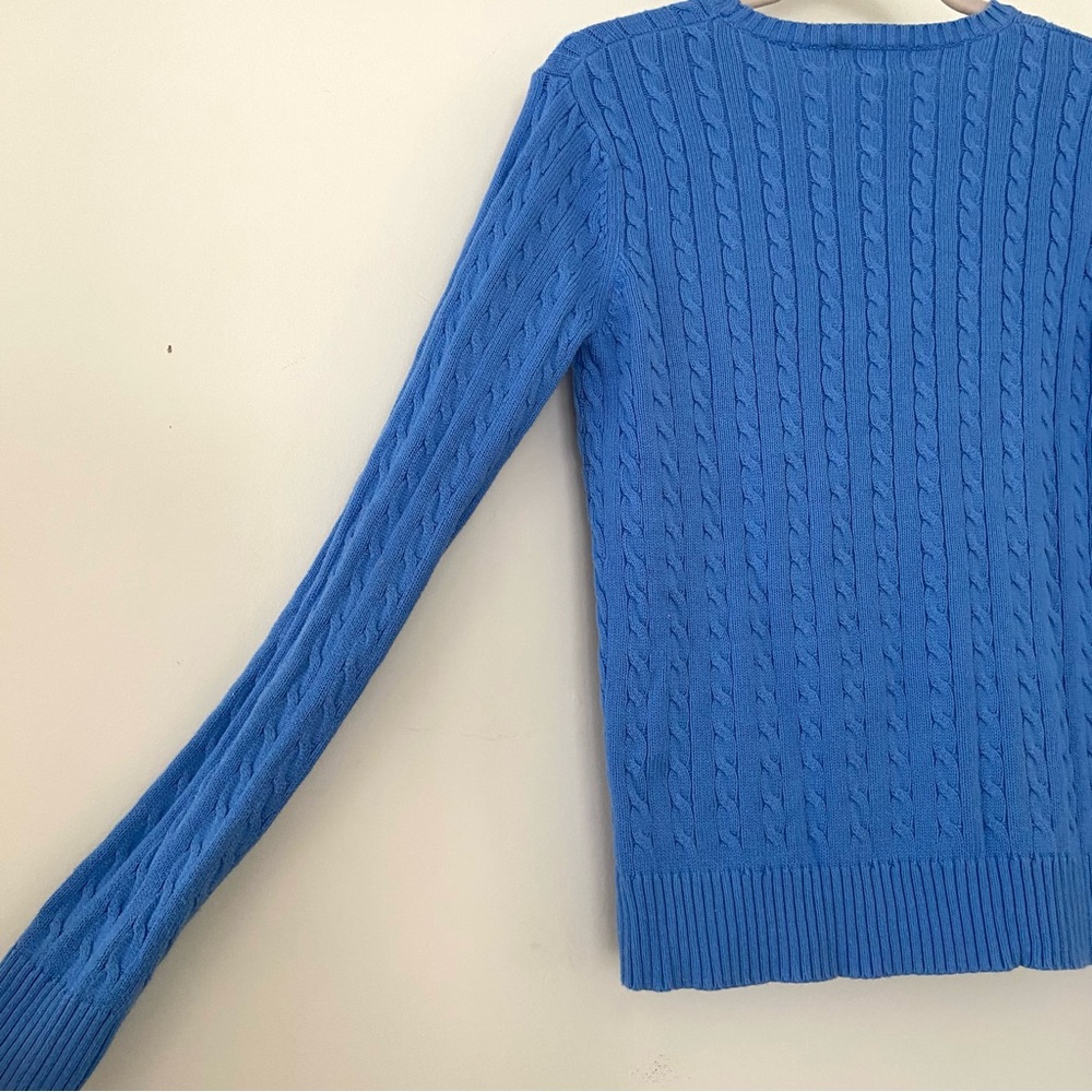 VTG Lilly Pulitzer Cable Knit Crew Neck Sweater Size Medium Blue Preppy Tennis - Picture 9 of 13